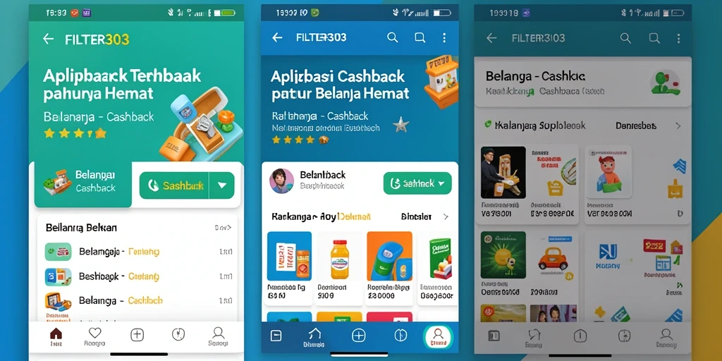 Antarmuka aplikasi FILTER303 yang memudahkan penggunaan cashback.