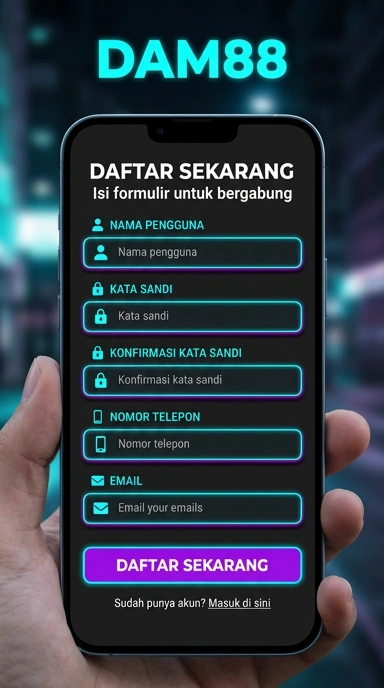 Tampilan halaman daftar dam88