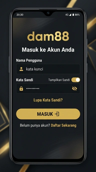 Tampilan halaman login dam88